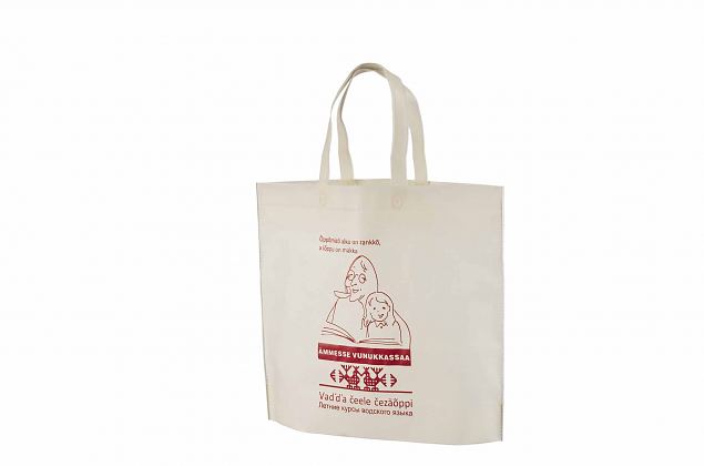 beige non-woven bags with print 