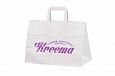white paper bag with print | Galleri-White Paper Bags with Flat Handles durable white kraft paper 