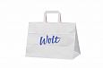 white kraft paper bag with print | Galleri-White Paper Bags with Flat Handles white paper bag with