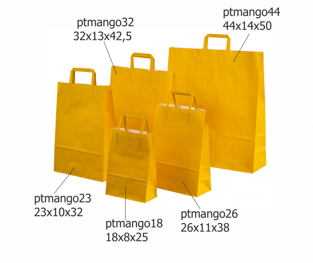 Orange Paper Bags with Flat Paper Handles