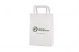 White paper bag with flat handles with company logo. Availab.. | Bildgalleri - Vita papperskassar 