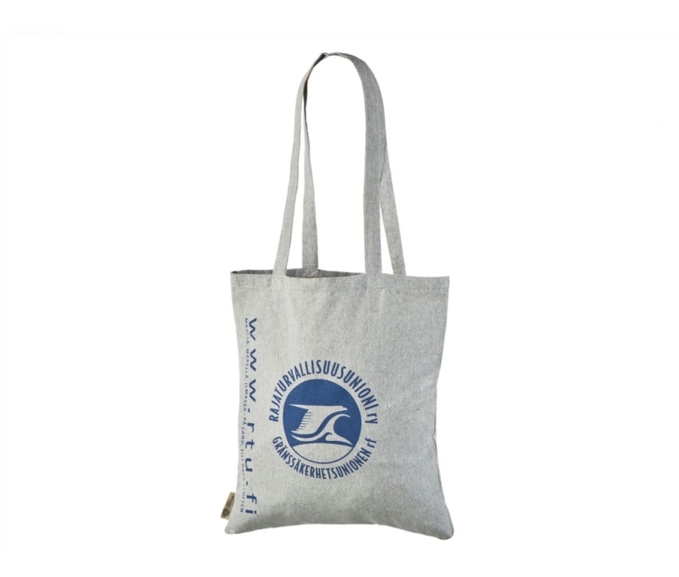 Helehall ümbertöödeldud puuvillast kott personaalse trükiga