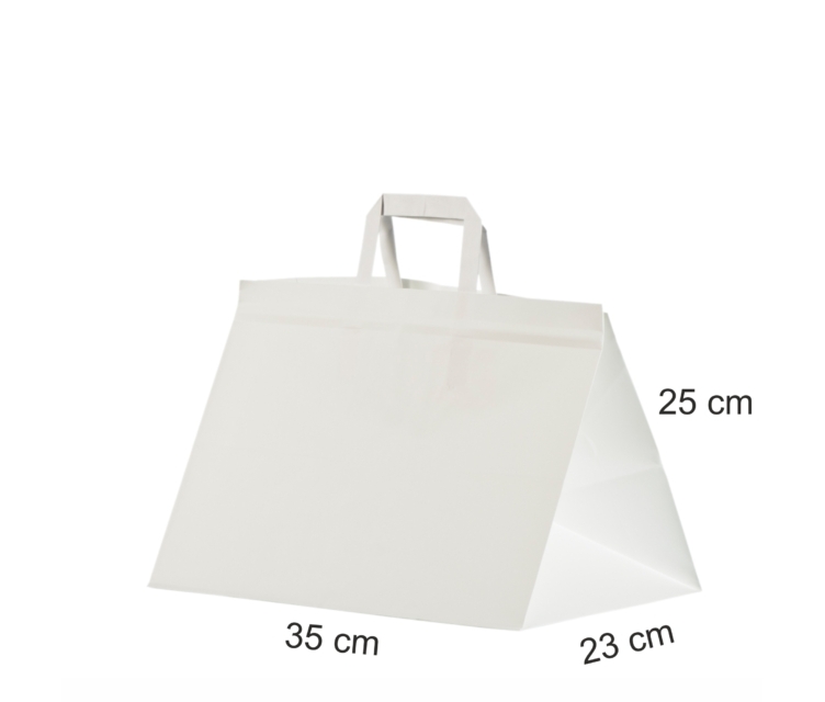 Valge take away paberkott 35x23x25 cm