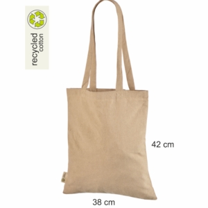 Beeži värvi ümbertöödeldud puuvillast kott