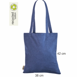 Sinist värvi ümbertöödeldud puuvillast kott