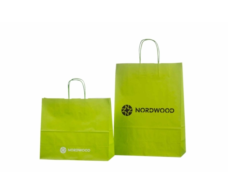 Helerohelised nöörsangadega karaftpaberist paberkotid trükiga