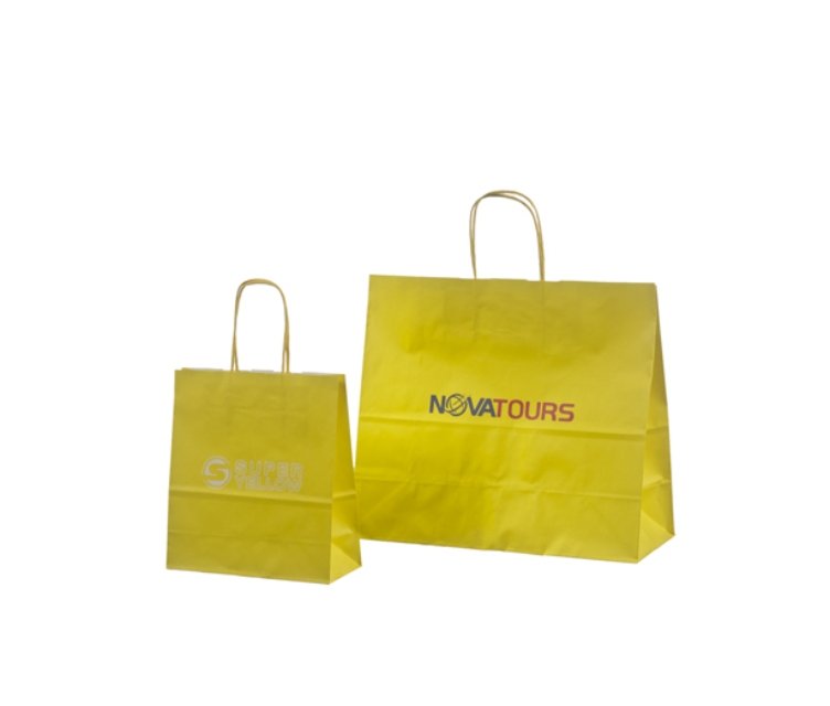 Kollased paberkotid reklaamkingituste pakkimiseks