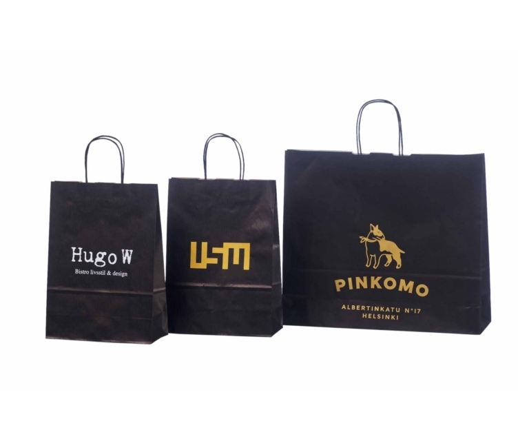 Mustad paberkotid trükitud logoga