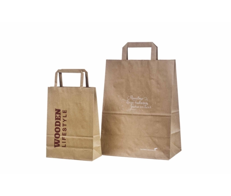 Personaalse trükiga jõupaberist lamesangadega kotid