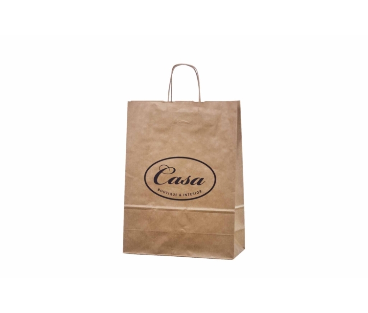 Pruunid kraftpaberist nöörsangadega paberkotid prindiga