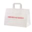 Valge logo trükiga take away paberkott mõõtudega 35x17x24,5 cm
