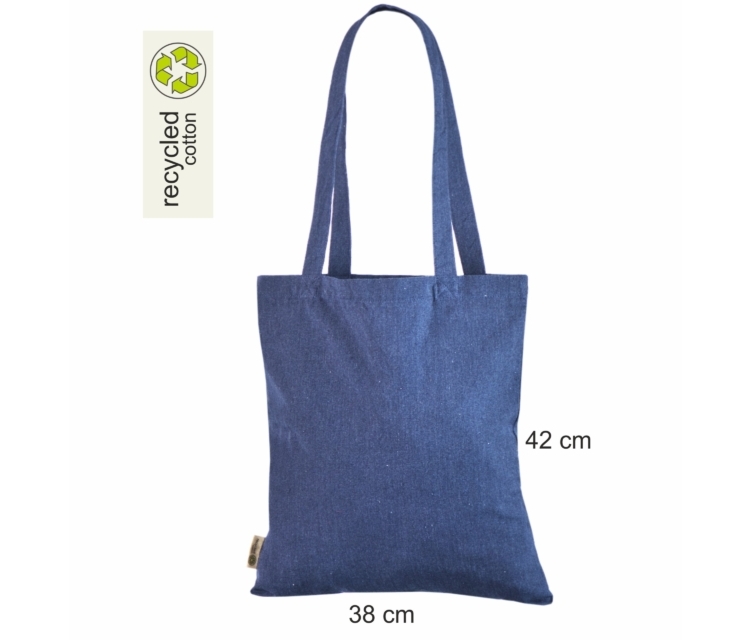 Sinist värvi ümbertöödeldud puuvillast kott