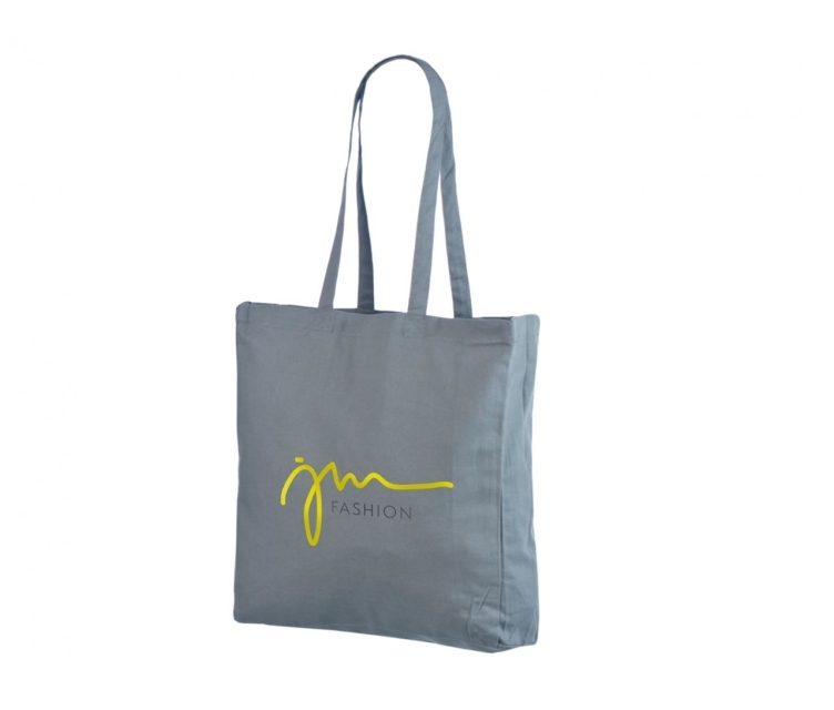 Halli värvi küljevoldiga riidest kott trükiga