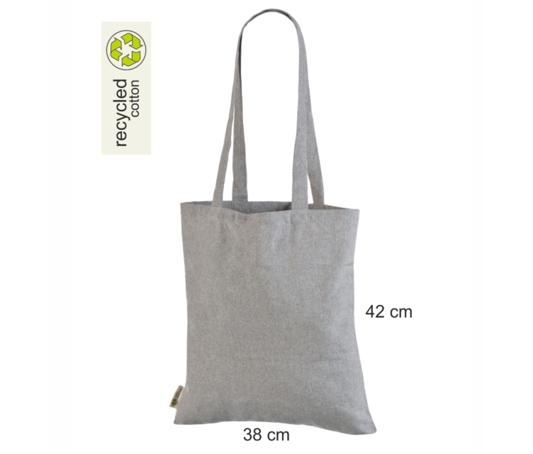 Helehall ümbertöödeldud puuvillast kott personaalse trükiga