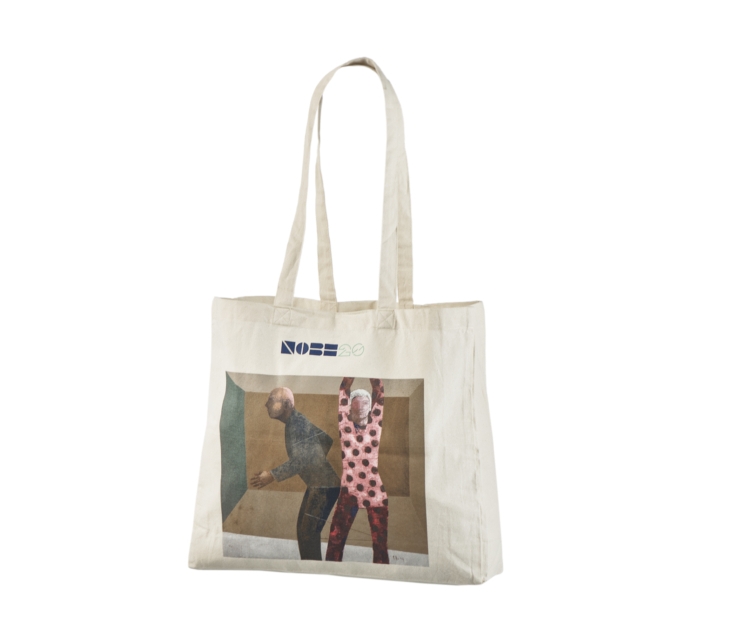 Küljevoldiga, loodusvalge riidest kott trükiga