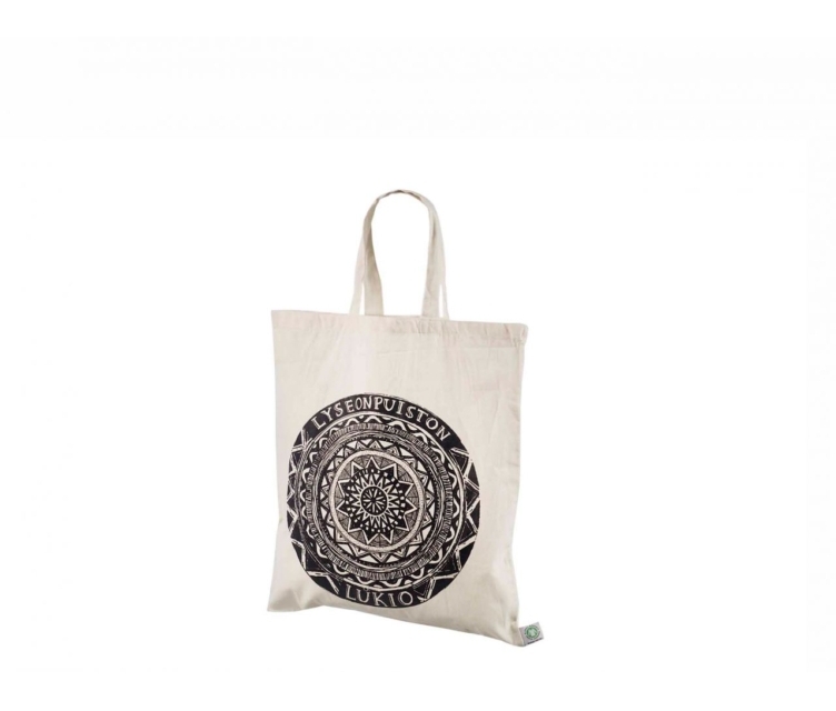 Lühikeste sangadega orgaanilisest puuvillast riidest kott trükiga