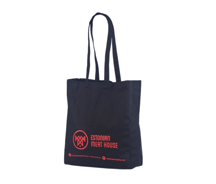 Musta värvi küljevoldiga riidest kott