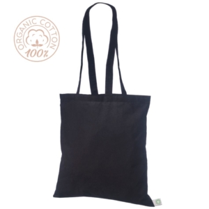 Musta värvi orgaanilisest puuvillasest riidest kotid