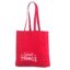 Punast värvi küljevoldiga riidest kott logo peale trükiga