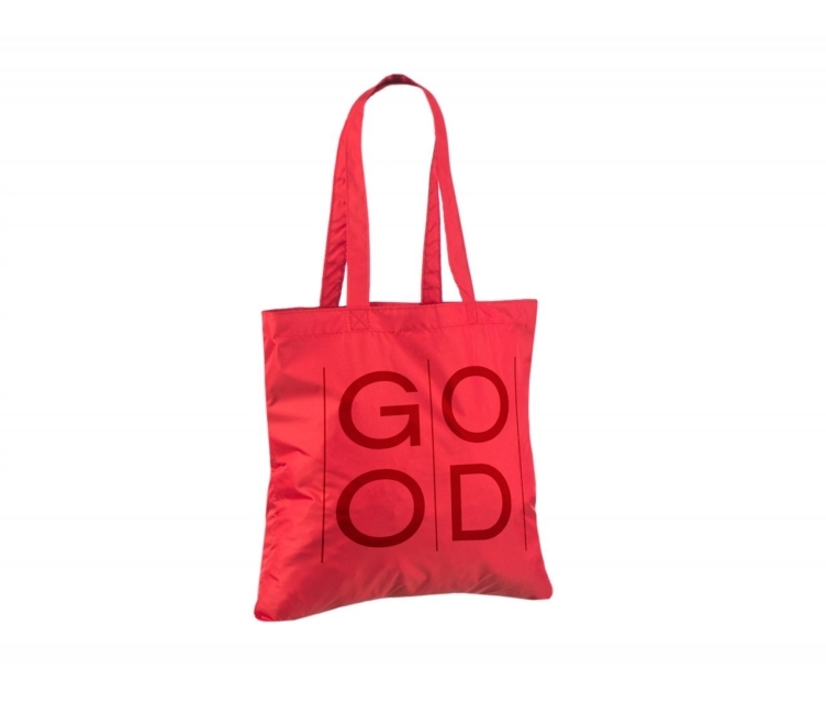 Punast värvi vetthülgavast nailonist kott personaalse trükiga