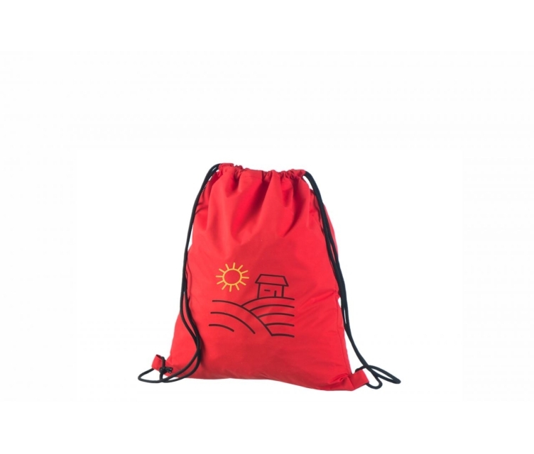 Punast värvi vetthülgavast nailonist seljakott trükiga