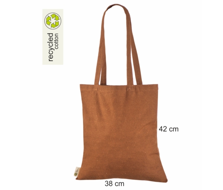 Rooste värvi ümbertöödeldud puuvillast kott trükiga