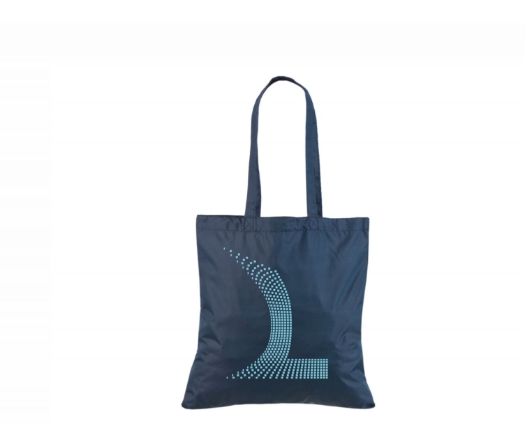 Sinist värvi vetthülgavast nailonist kott personaalse logoga