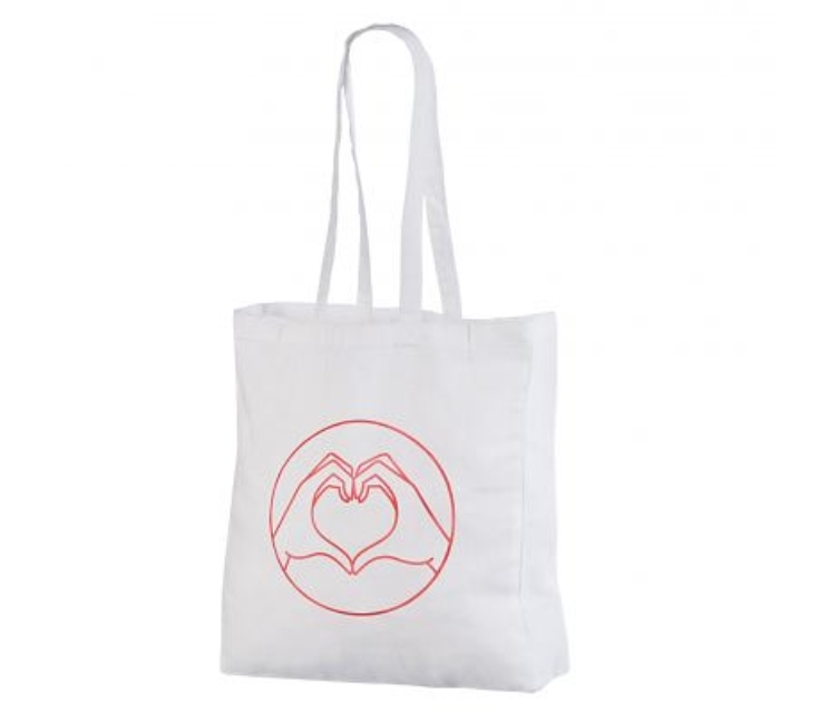 Valget värvi küljevoldiga riidest kott