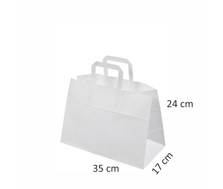 Valged lamedate sangadega paberkotid