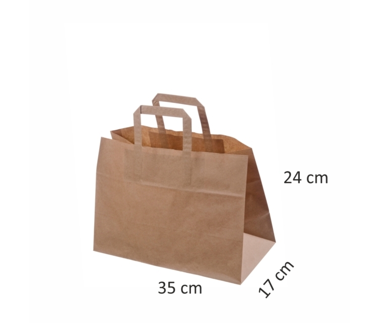 Pruunide lamedate sangadega paberkott mõõtudega 35x17x24 cm