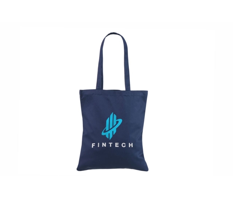 Sinist värvi vastupidavast riidest kott trükiga