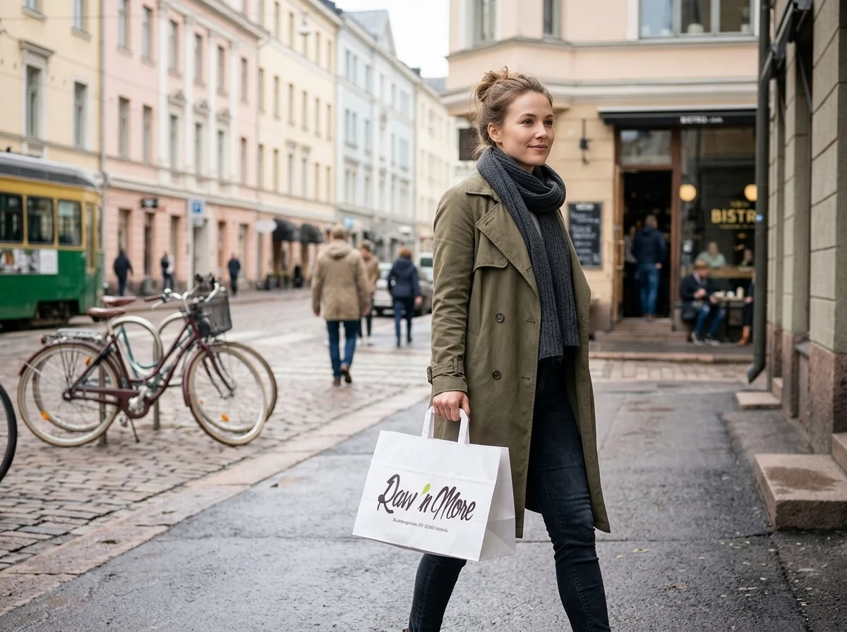 logoga paberkott linnas
