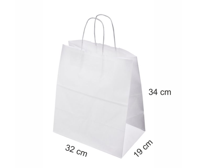 Valge take away paberkott 32x19x34 cm