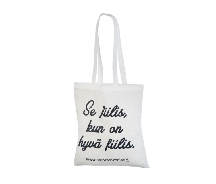Valget värvi riidest kott trükiga