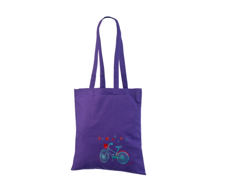 Lillat värvi riidest kottenda logoga